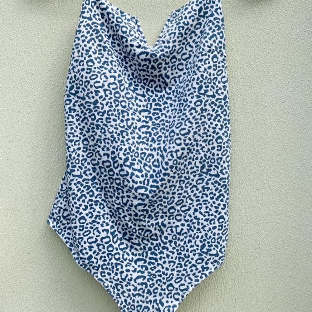 Glam | Bodysuit | Blue & White Leopard Print | Womens L